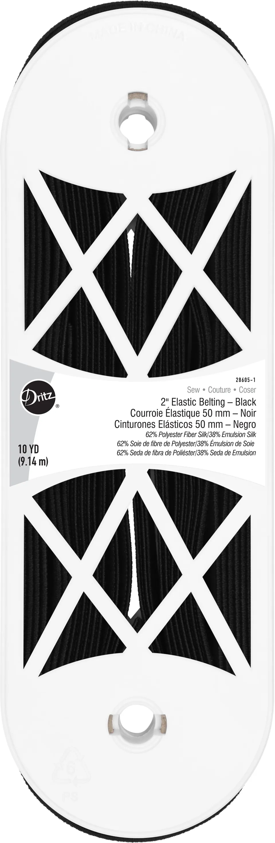 Dritz 28605 sangle élastique noire 50 mm 10 yards ceinture