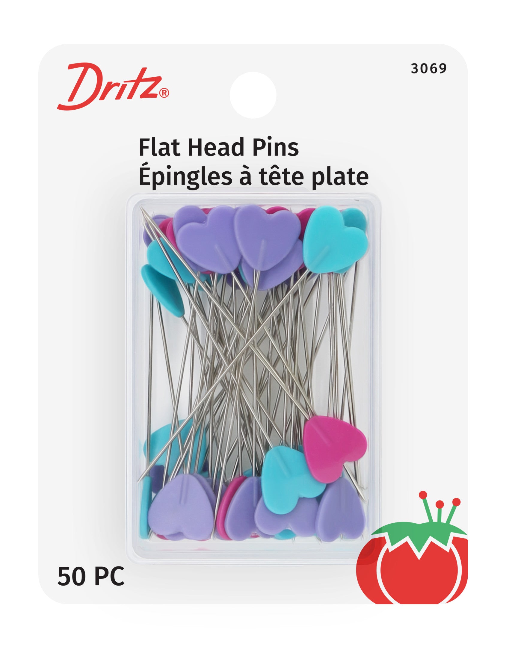 Dritz épingles cœur plat 50 mm assorti x50
