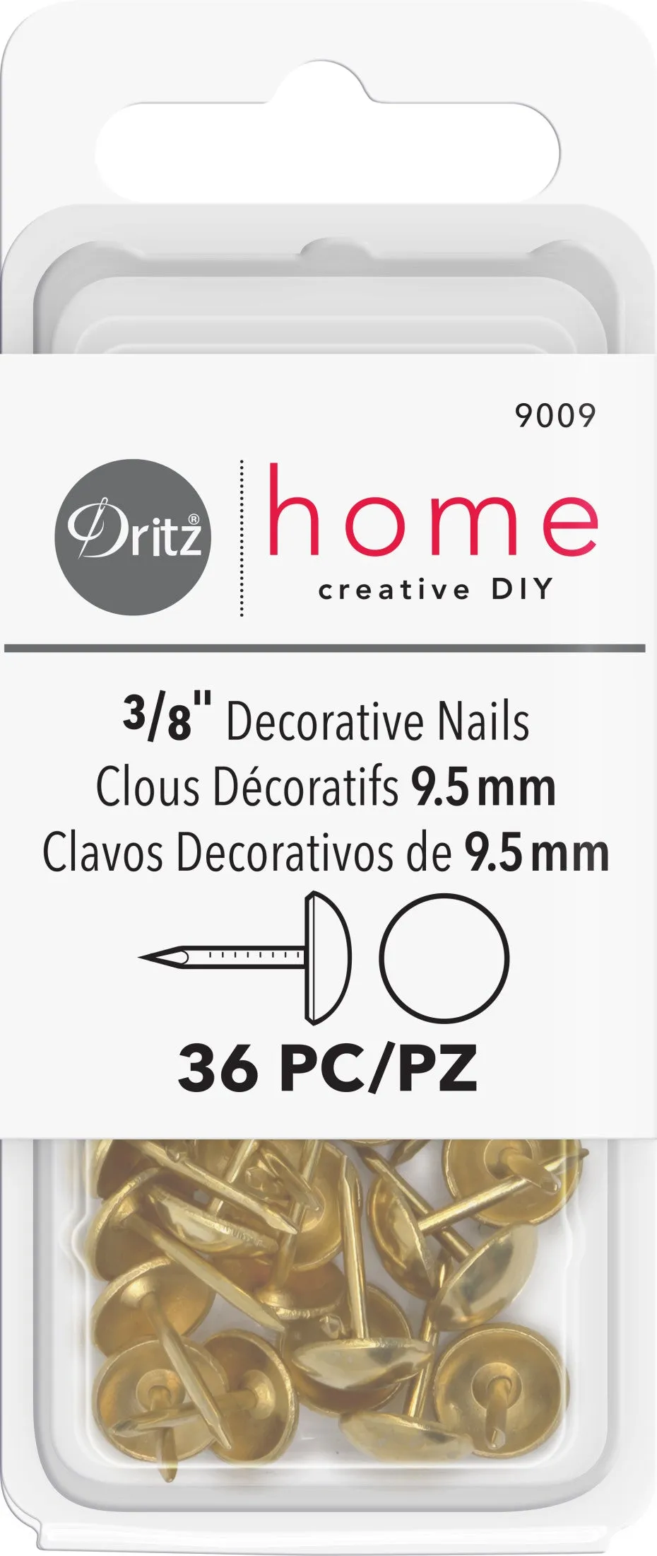 Dritz clou décoratif tête ronde nickel 9,5 mm lot 36