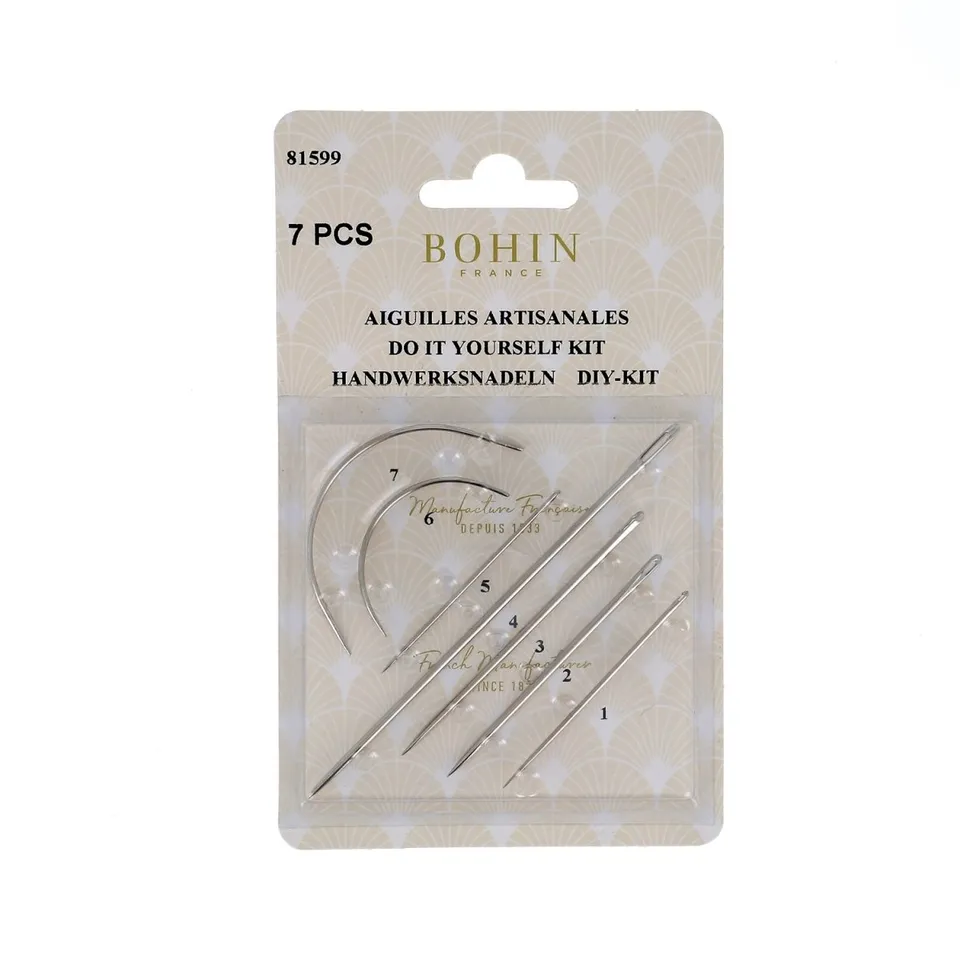 Bohin Aiguilles Kit artisanal 7 aiguilles cuir toile acier nickelé