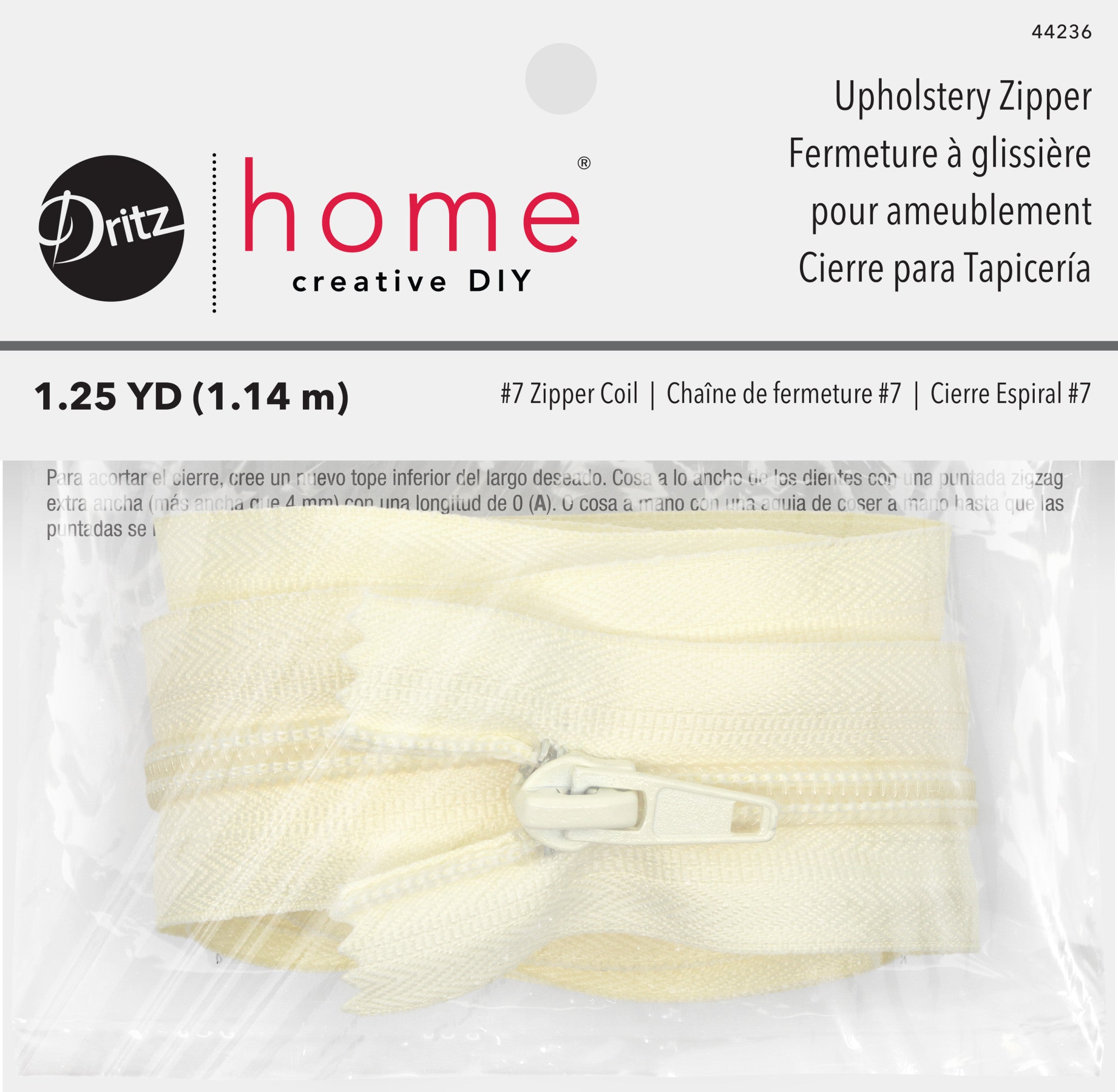 Dritz Home Fermeture éclair ameublement crème 76 cm