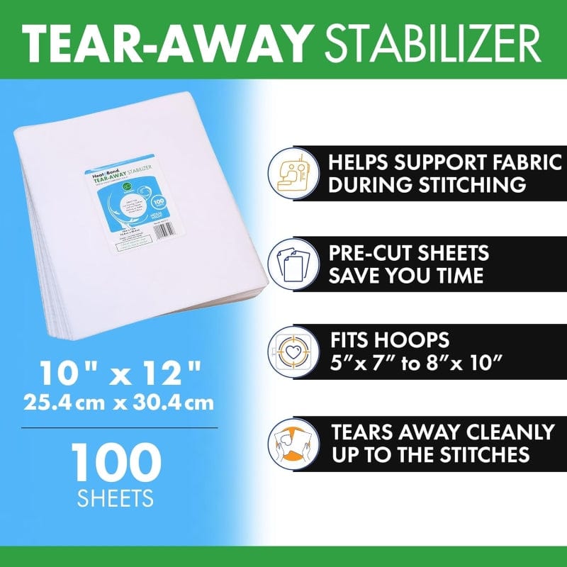 HeatnBond Stabilizer tear away broderie 10"x12" lot 100 blanc