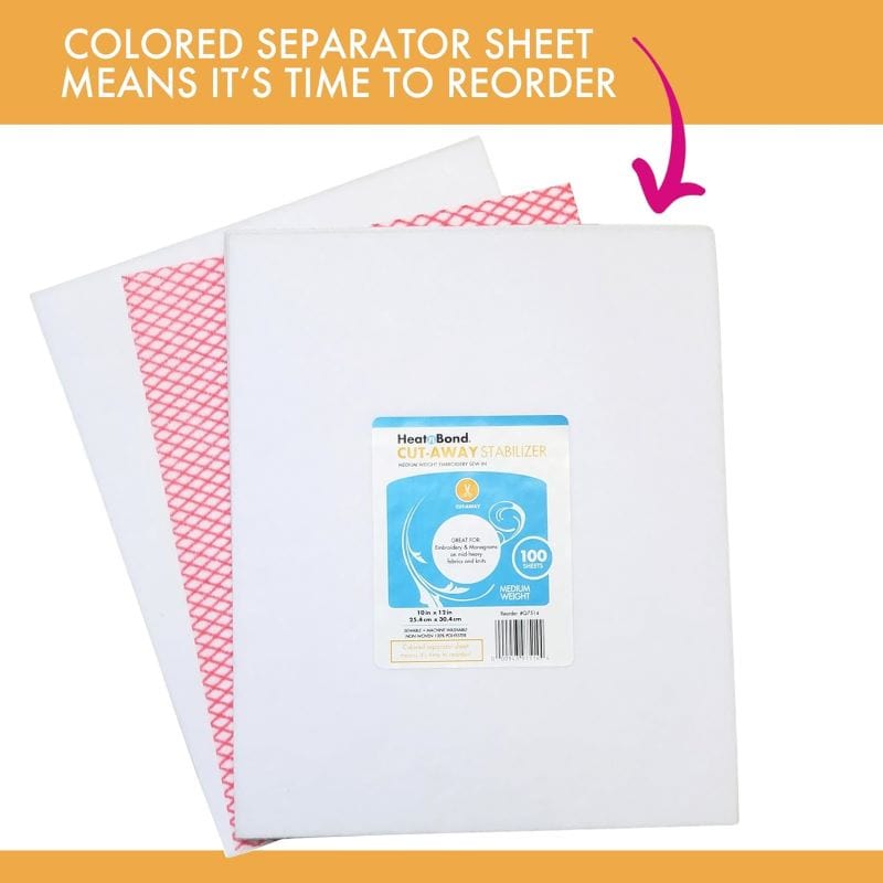 HeatnBond Tear Cut Wash stabilisateur broderie blanc 100 feuilles