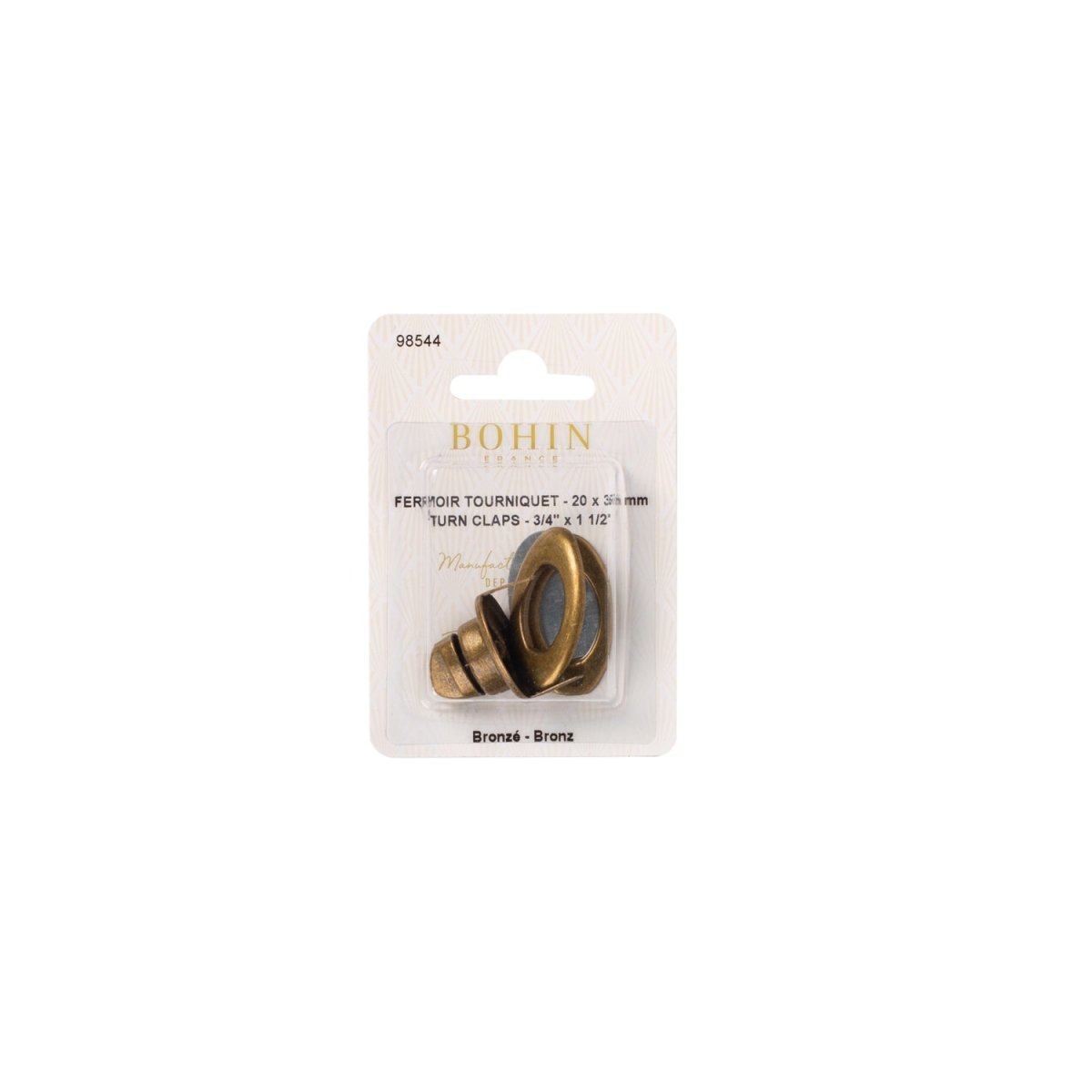 Bohin Fermoir Tourniquet Argent 35x20 mm – Fermoir Sac Métal
