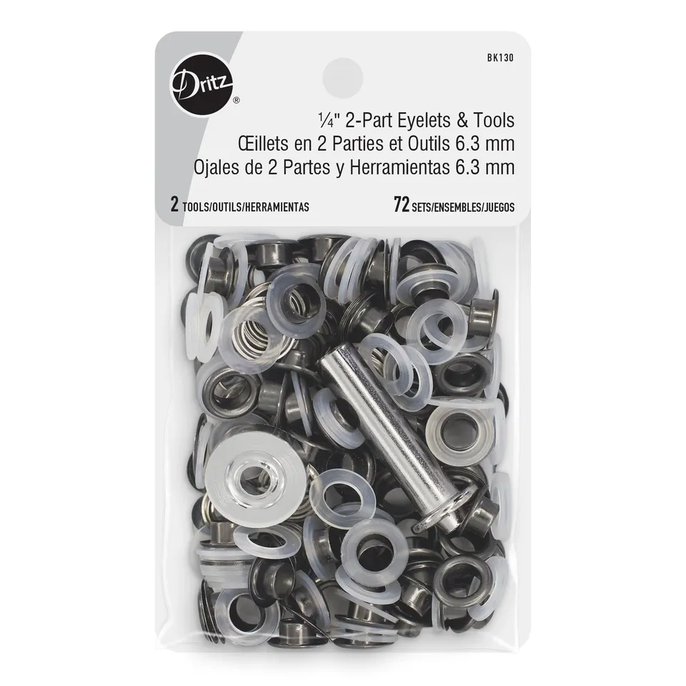 Dritz Oeillets 2 Parties 6 mm x72 Nickel + Outils