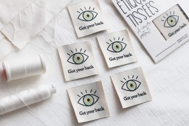 La Petite Maison Couture Eye Got your back étiquette tissu x5 vert