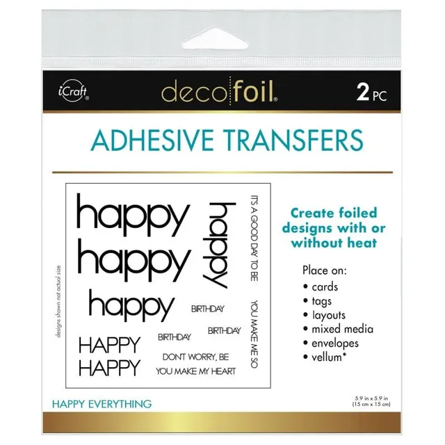HeatnBond Deco Foil transferts adhésifs Happy Everything x2