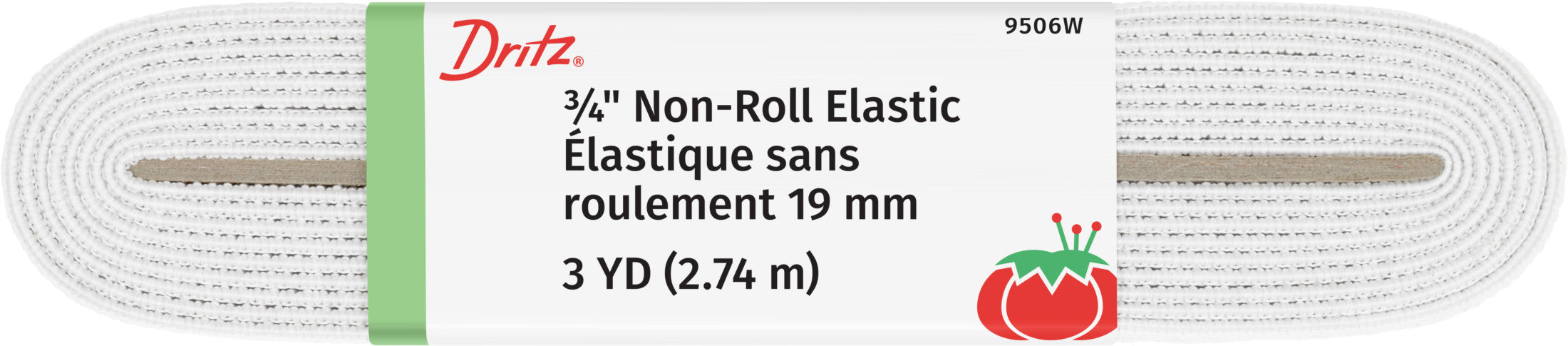 Dritz Élastique Tissé Anti-Roule Blanc 19 mm 2,7 m Ceinture