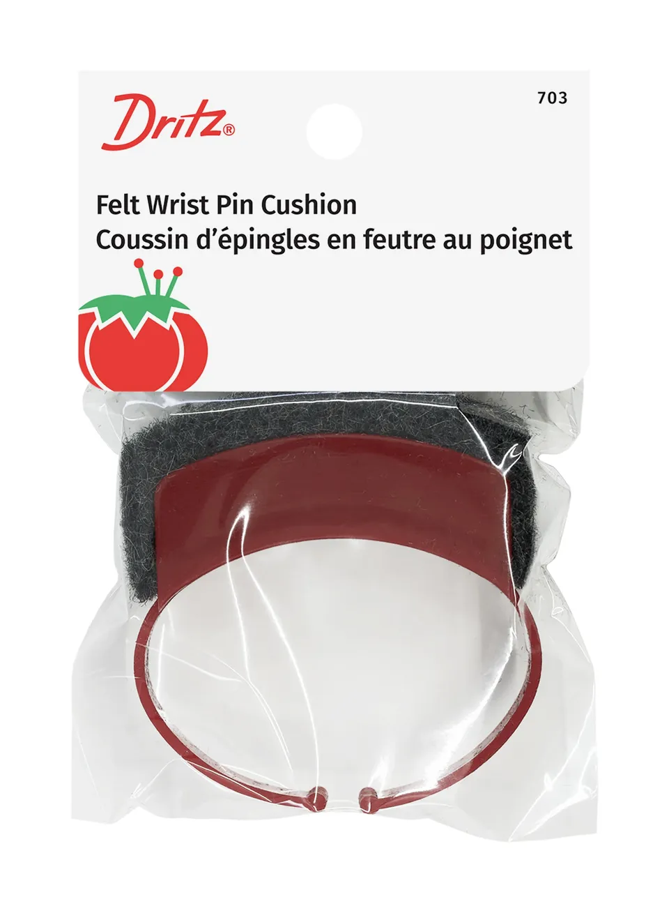 Dritz pelote bracelet feutrine rouge pour épingles