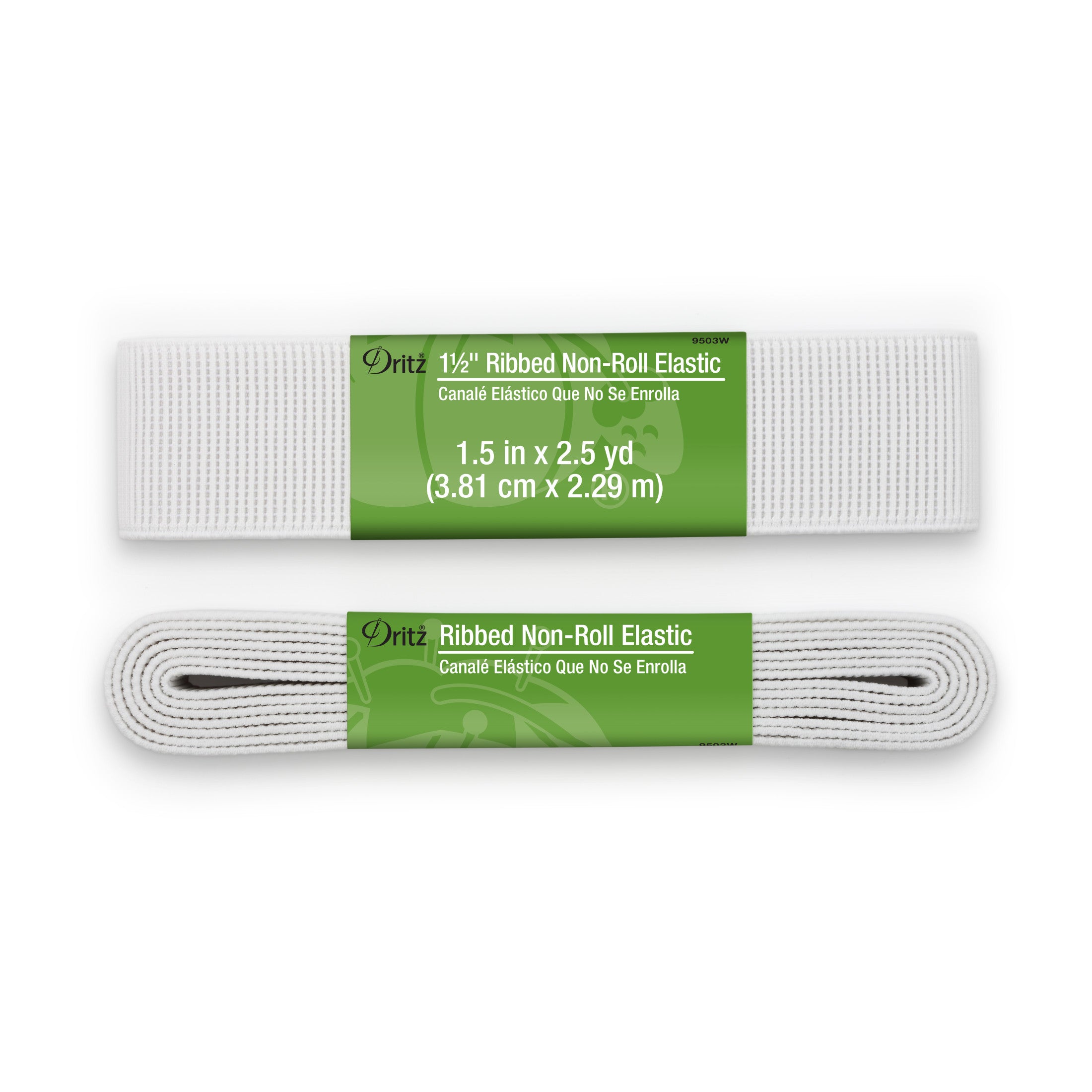 Dritz Élastique côtelé anti-roule blanc 38 mm couture taille