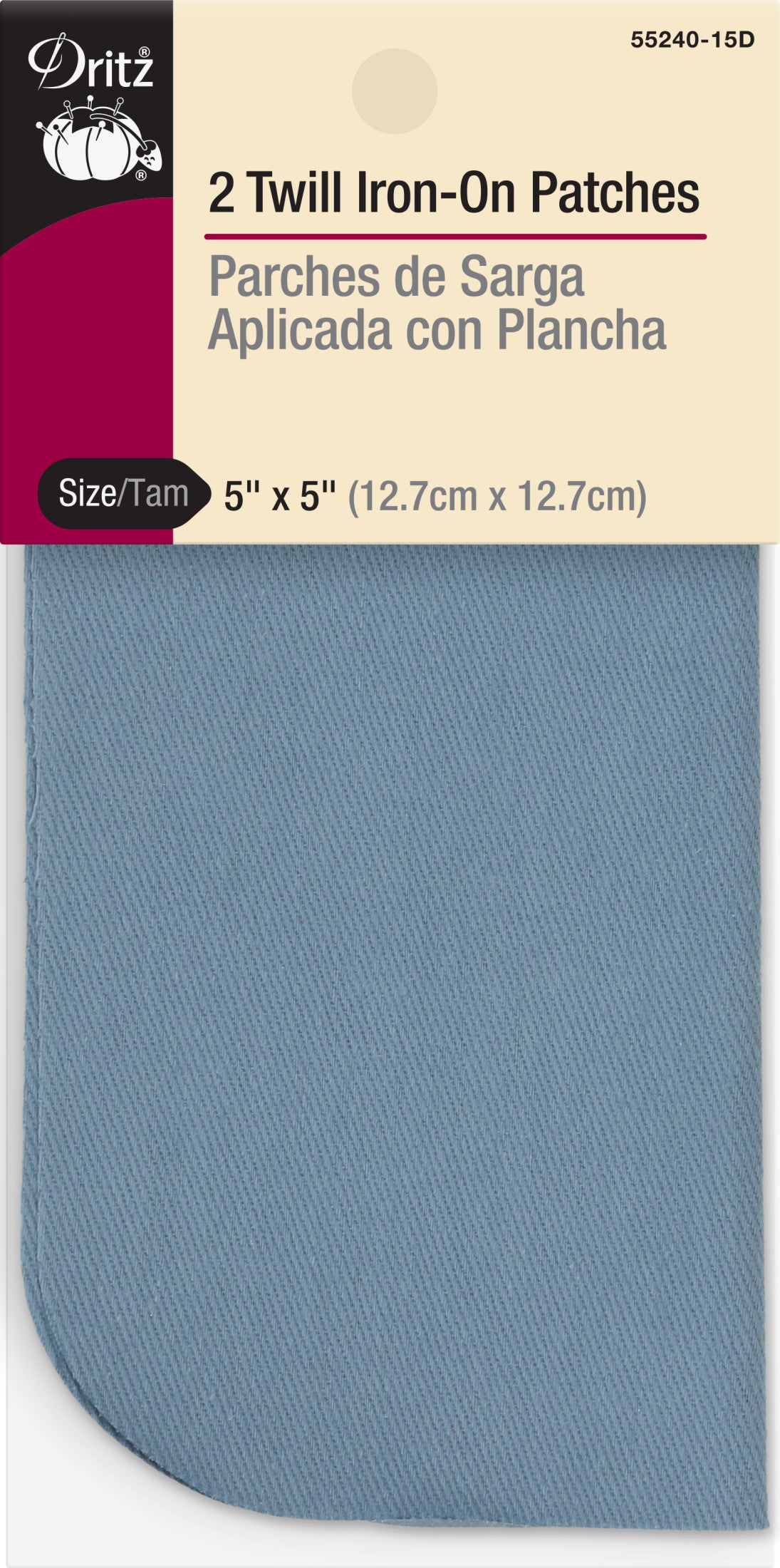 Dritz Adhesives Pièce Thermocollante Sergé Bleu Clair 5"x5" 2pc