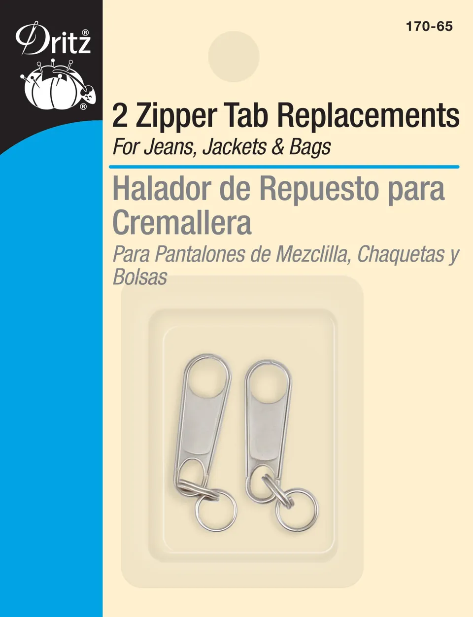 Dritz tirette de rechange zip nickel x2 pièces