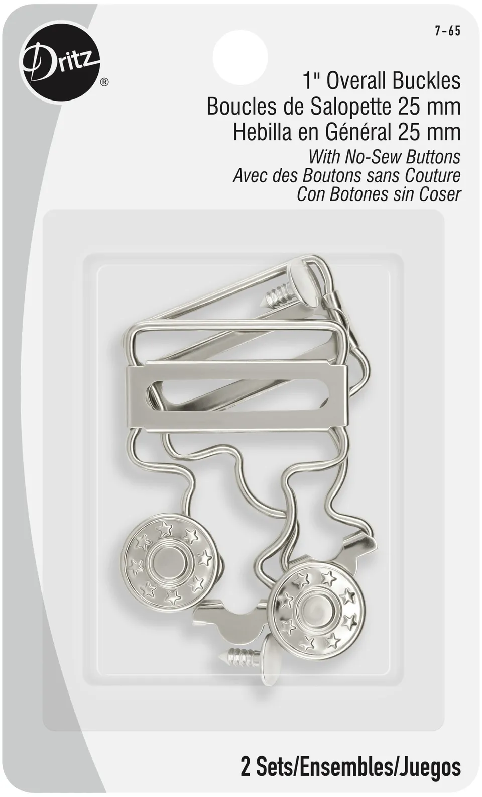 Dritz 7-65 boucles salopette nickel 1" 2 pièces