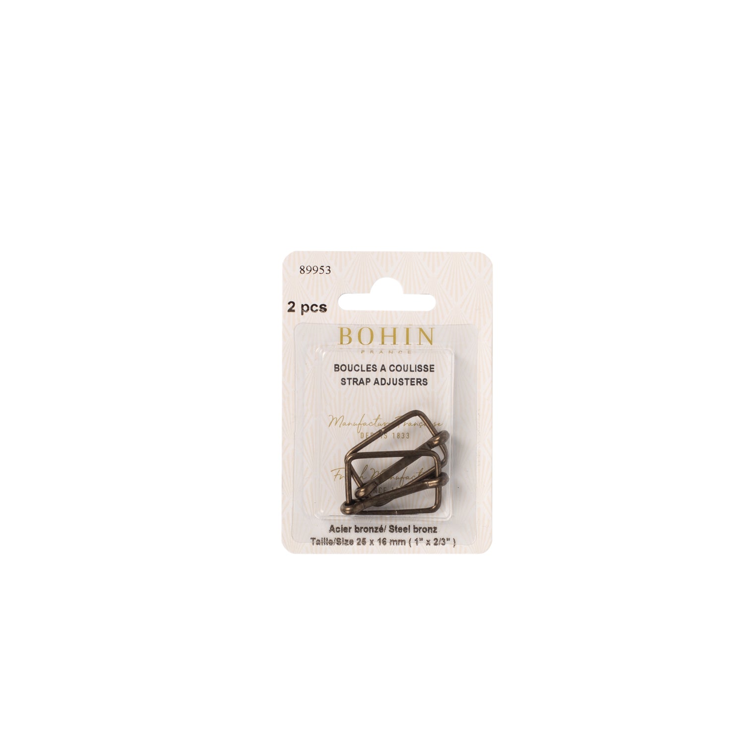 Bohin Boucles à coulisses boucle métal 25 mm argent x2