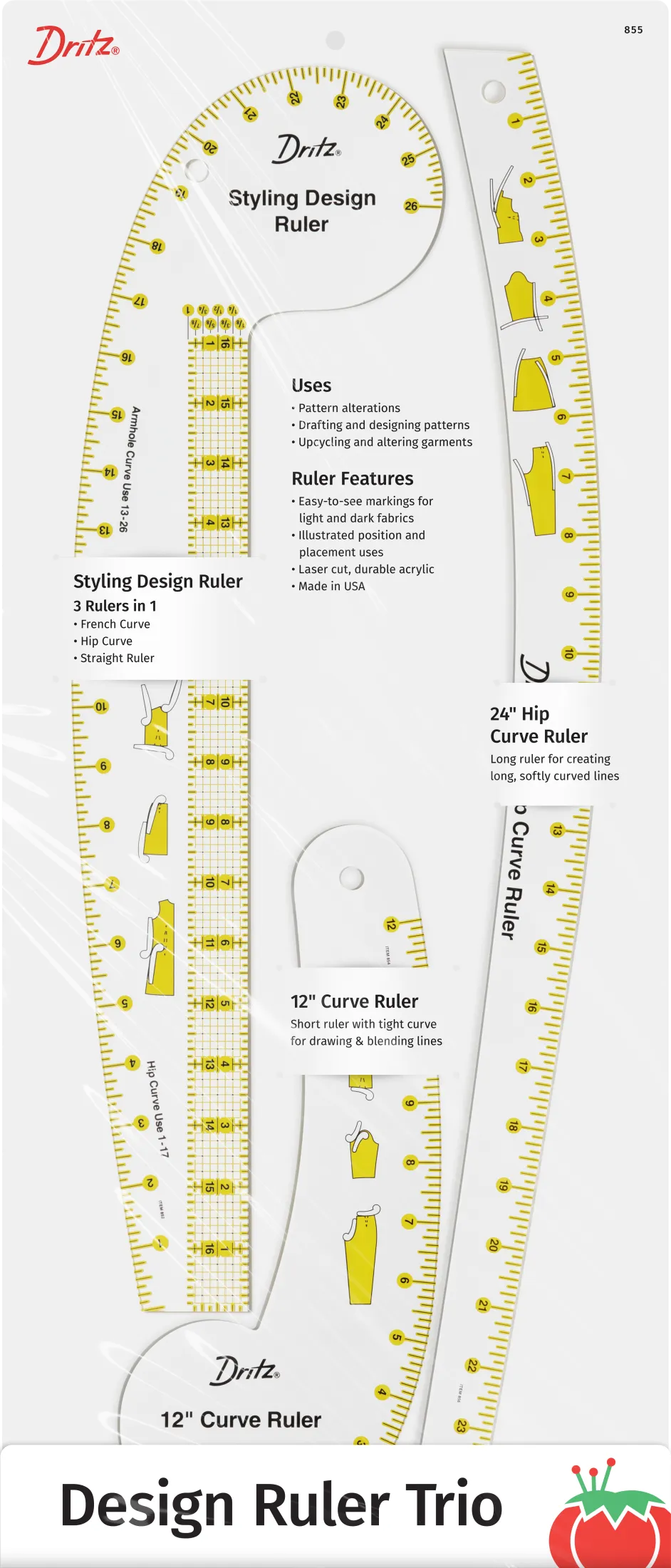 Dritz Marking & Measuring trio règles couture transparentes 855