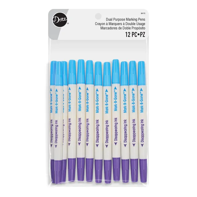 Dritz Marking Pens double feutre tissu bleu violet effaçable 12 pc