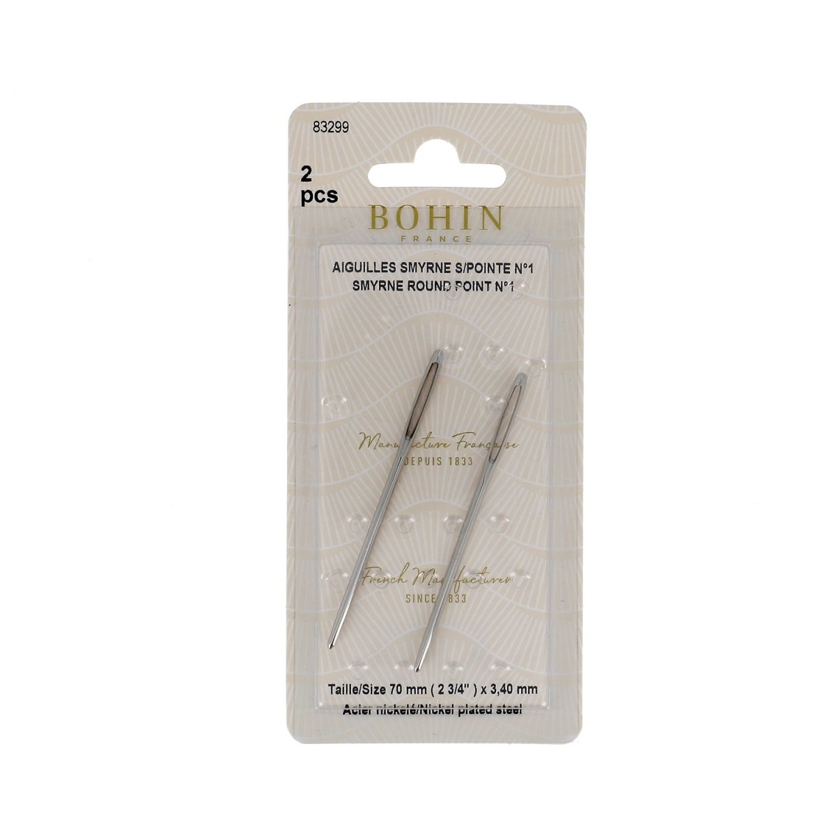 Bohin Aiguilles smyrne N°1 x 25 sans pointe 70 mm