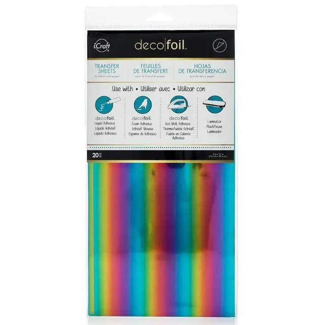 Deco Foil Rainbow foil transfert lot 20 feuilles arc-en-ciel
