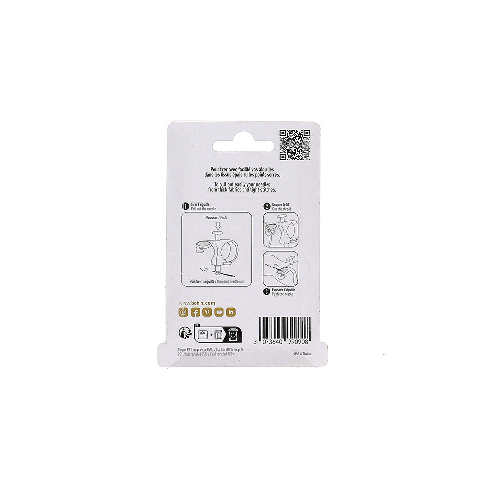 Bohin Accessoires Tire-Aiguille 3-en-1 Rose Pince Coupe-Fil