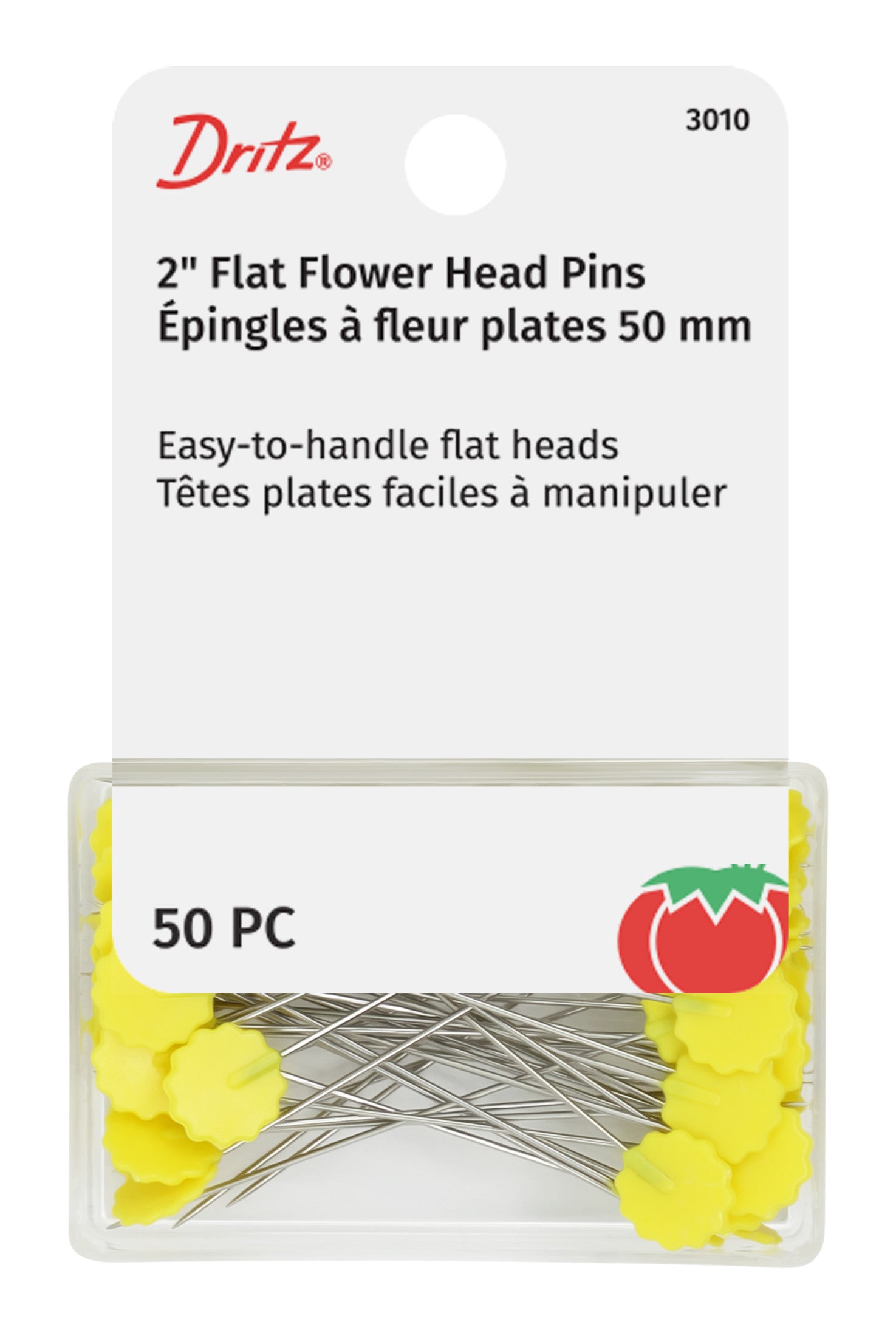 Dritz 3010 épingles fleurs plates jaunes 50 pièces