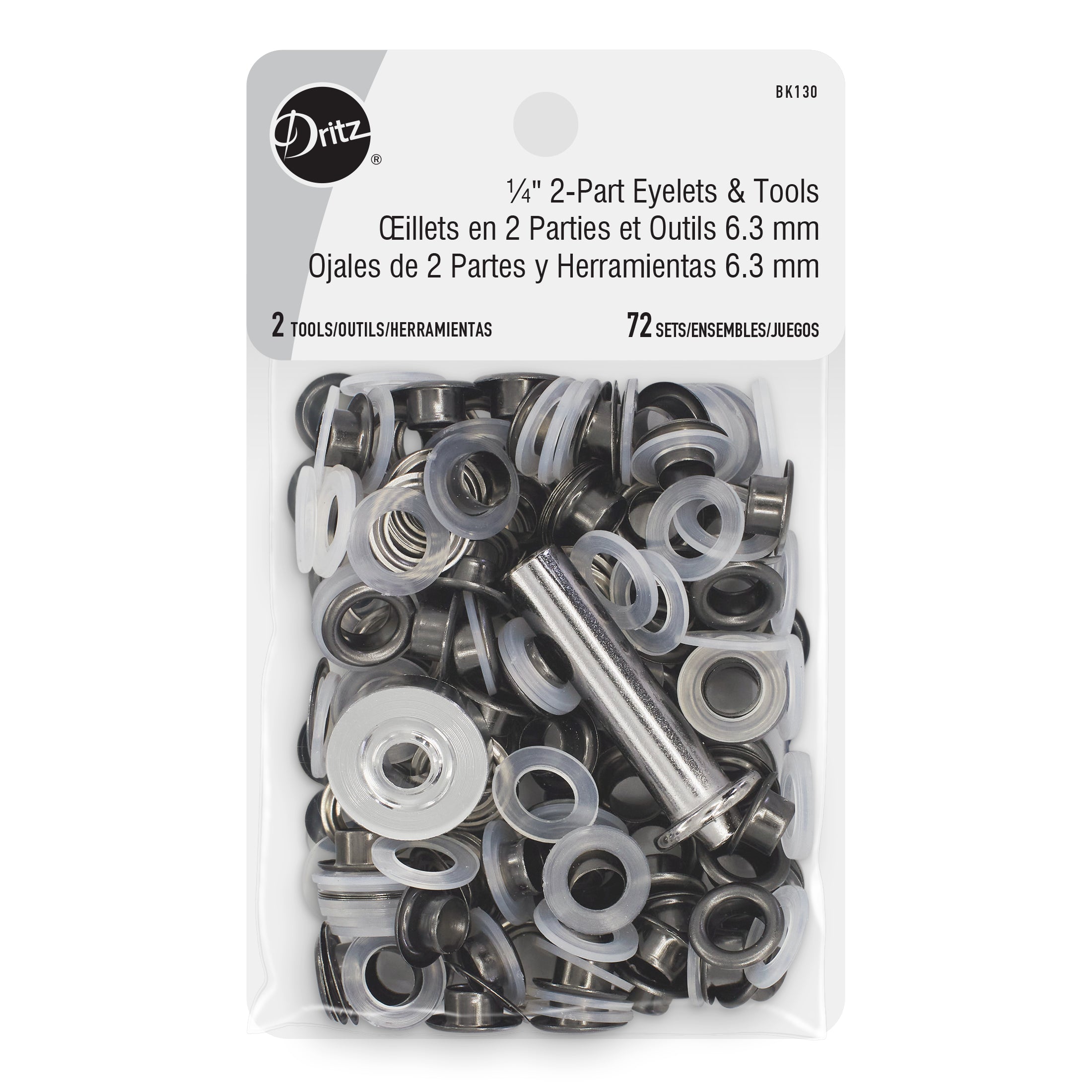 Dritz Oeillets 2 Parties 6 mm x72 Nickel + Outils