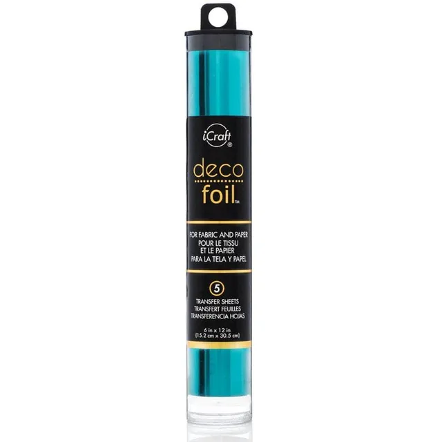 Deco Foil Teal feuille foil transfert 5 feuilles turquoise tissu