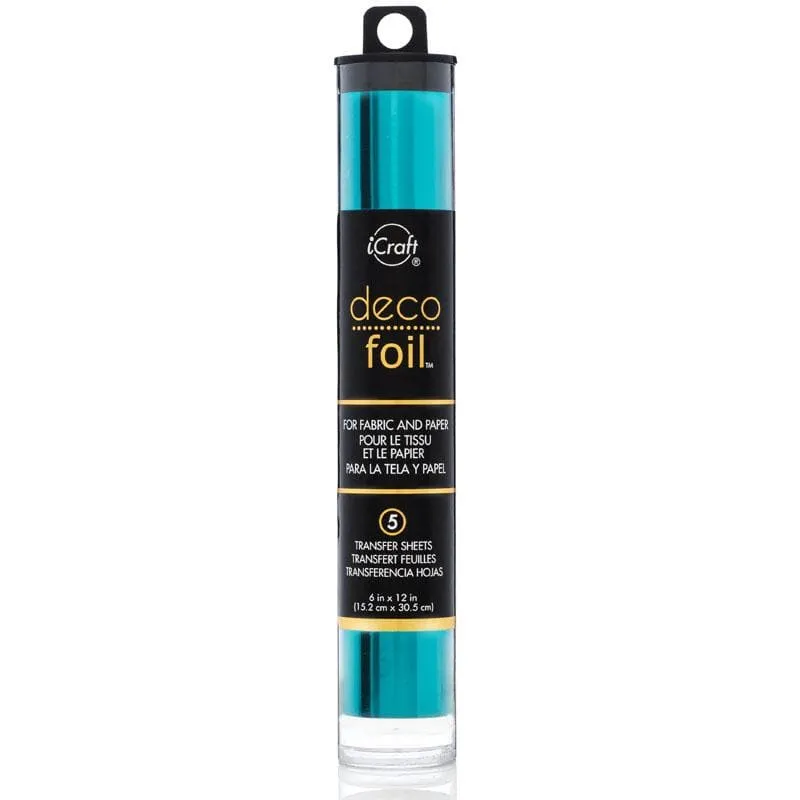 Deco Foil Teal feuille foil transfert 5 feuilles turquoise tissu