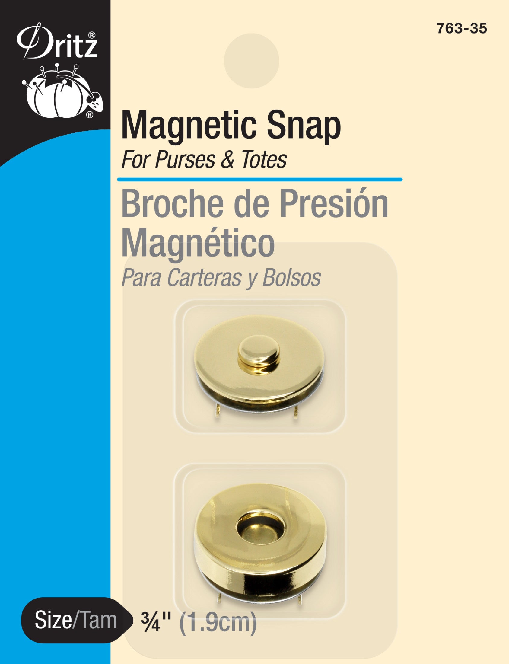 Dritz Fermeture Bouton Magnétique 19 mm Doré 1 pièce