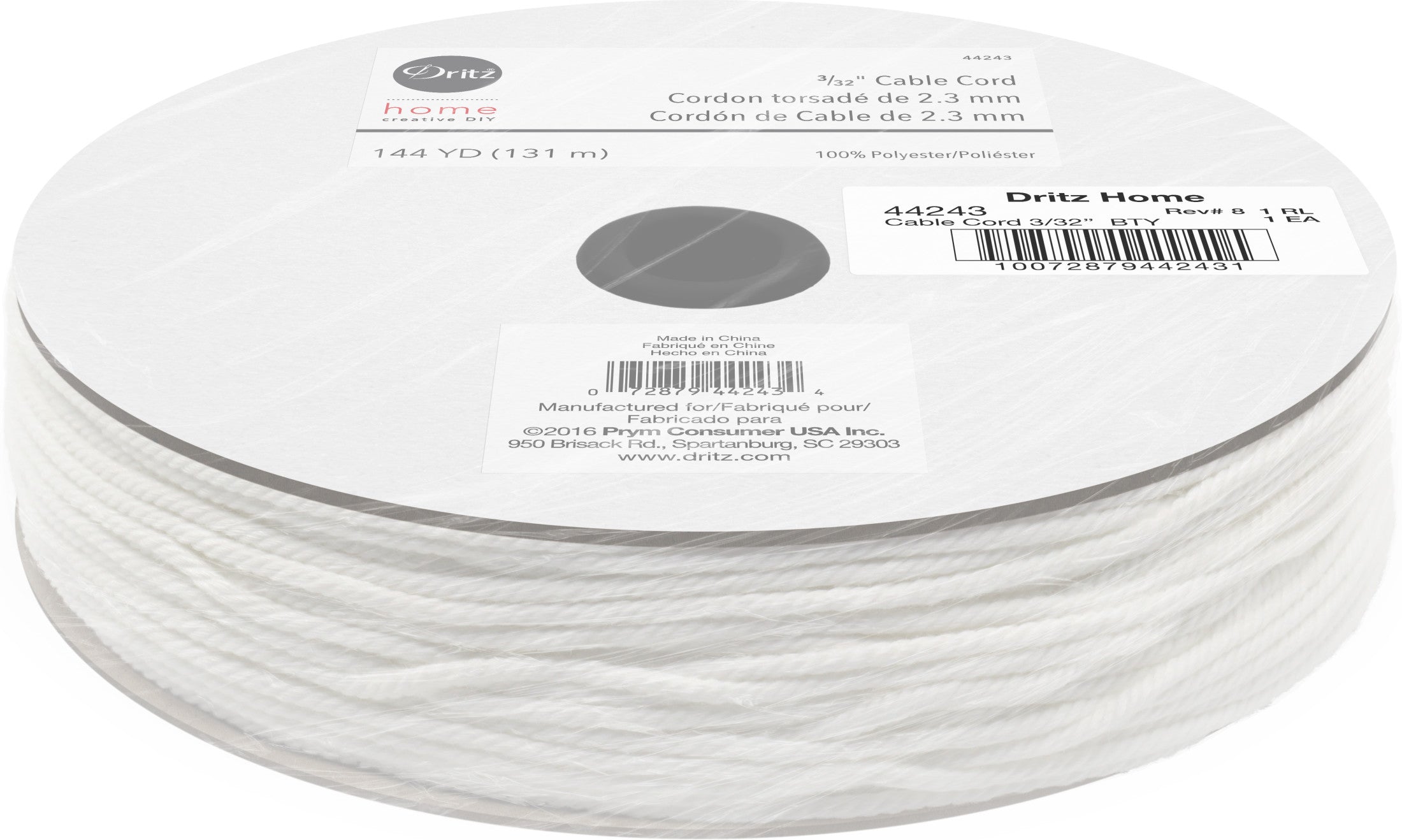 Dritz Elastics câble cordon blanc 3/32" 10 yd