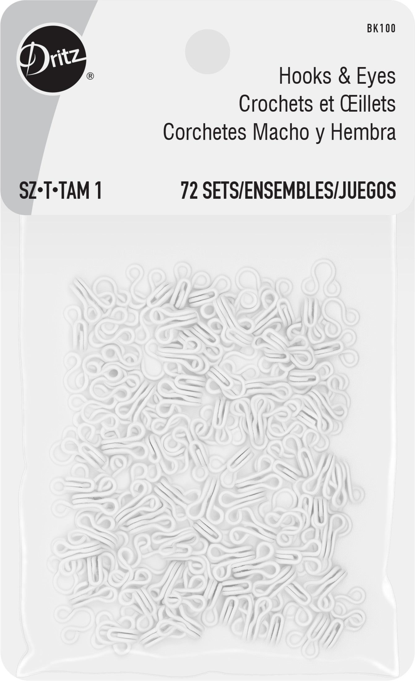 Dritz agrafes crochets et yeux blancs 72 kits