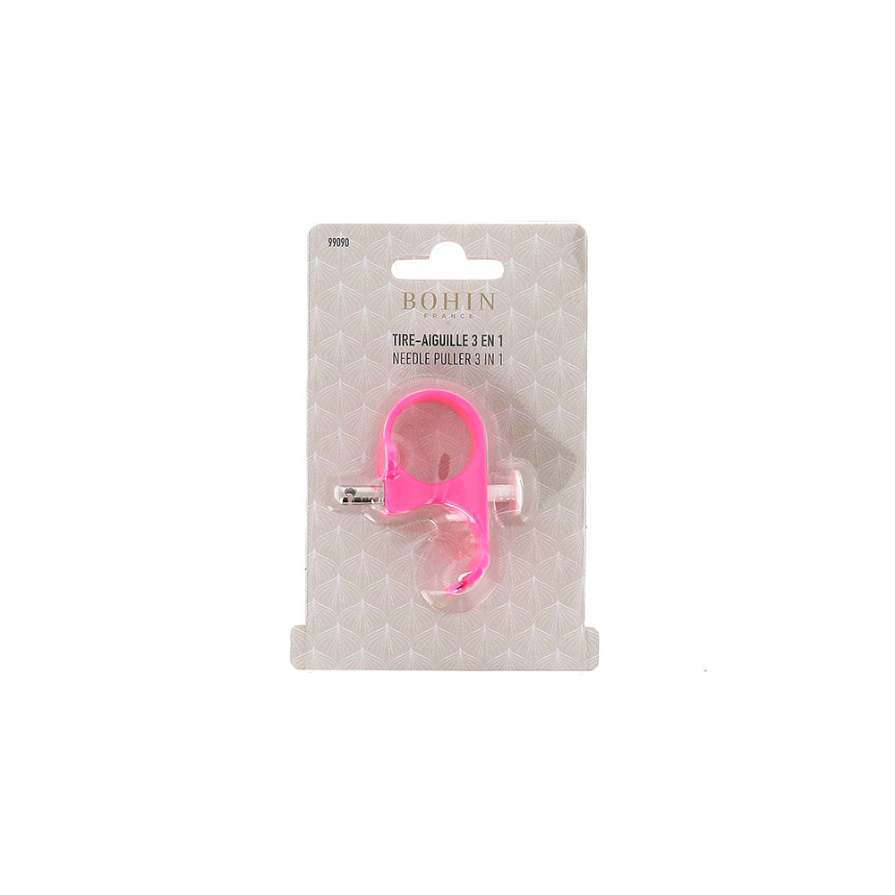 Bohin Accessoires Tire-Aiguille 3-en-1 Rose Pince Coupe-Fil