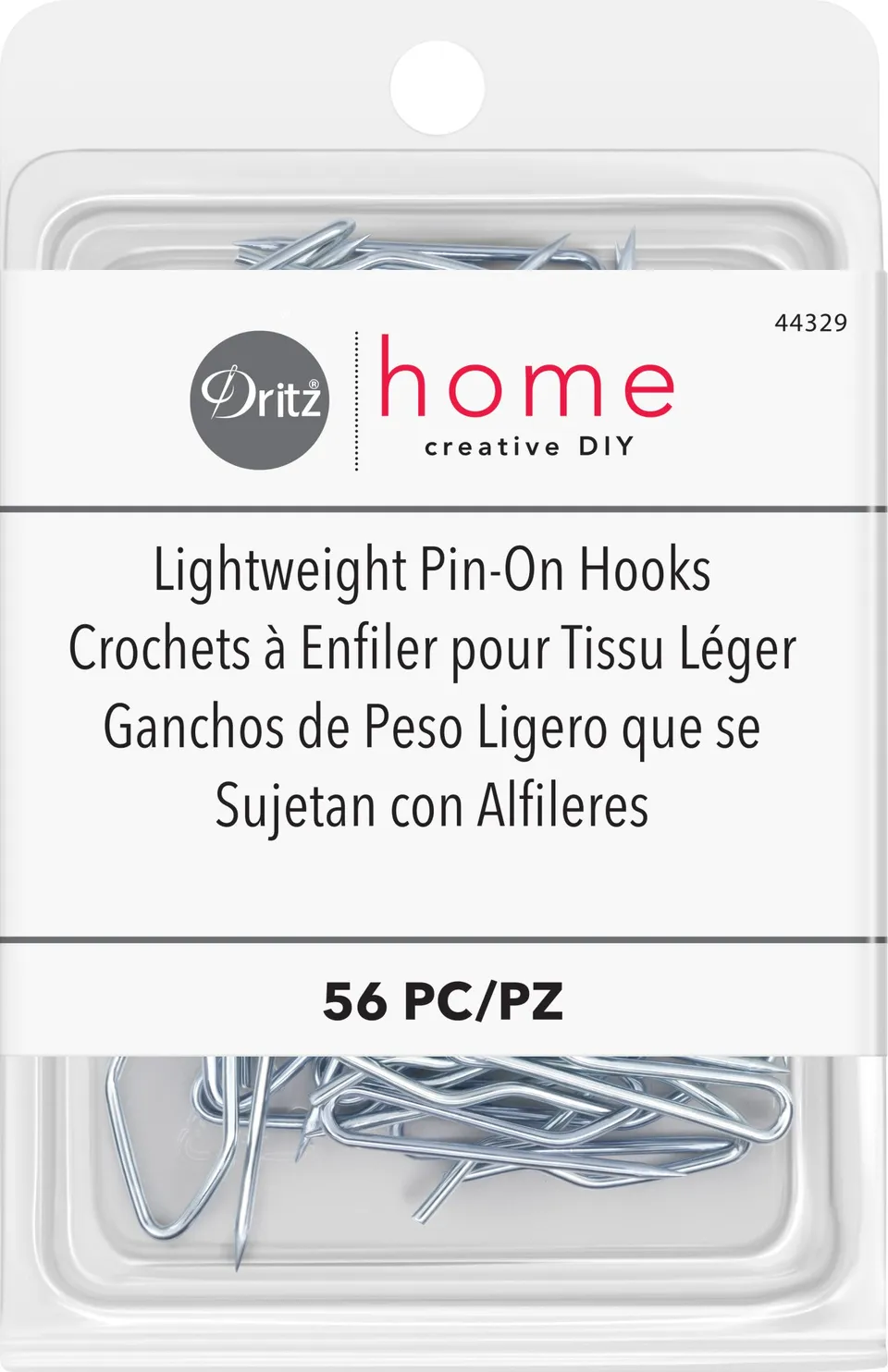 Dritz Crochets Rideaux Argentés Légers 56 Pièces