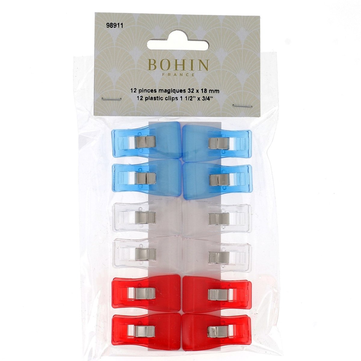 Bohin pinces magiques couture 27x10mm pièce cuir sans trace