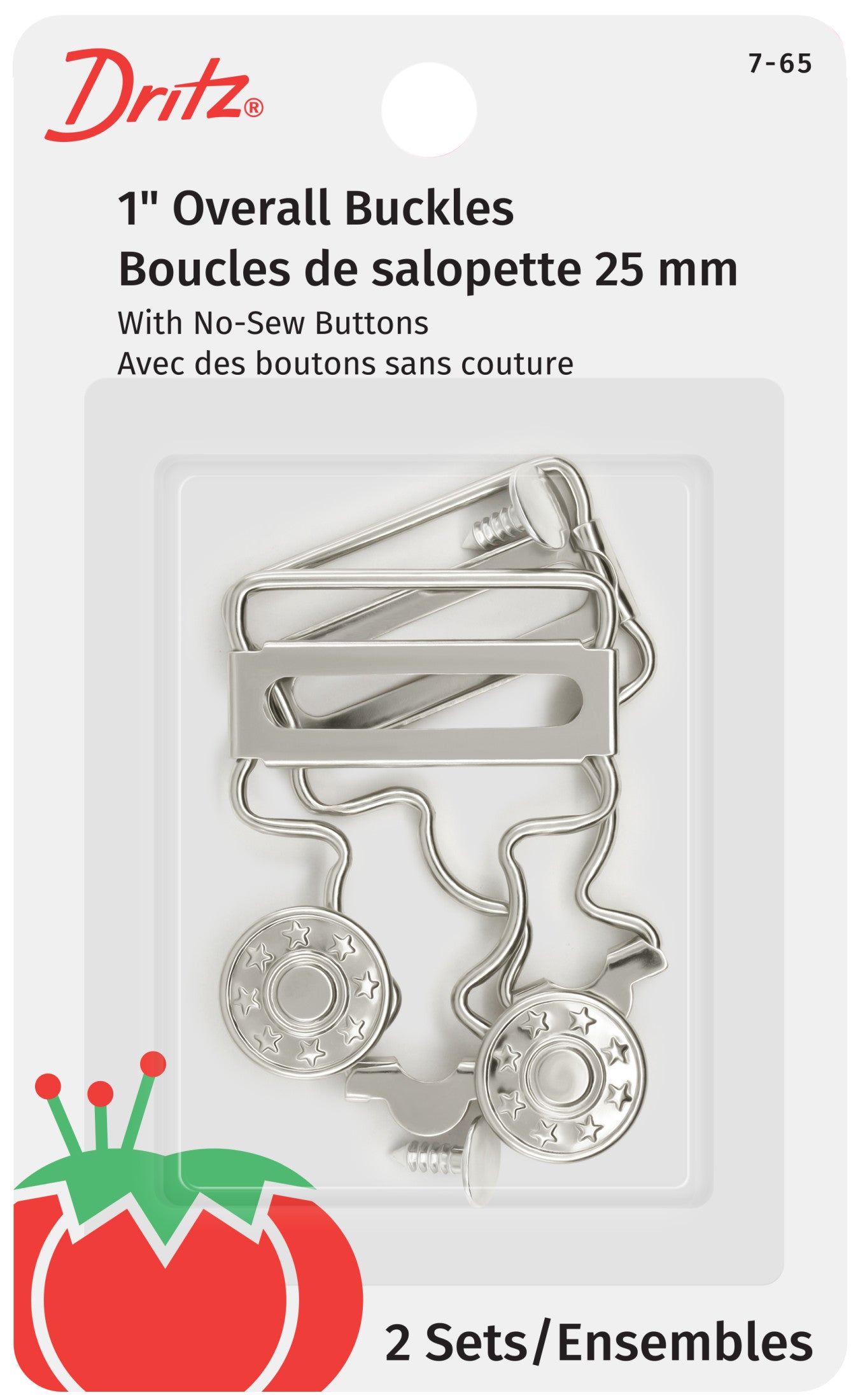 Dritz 7-65 boucles salopette boutons sans couture nickel