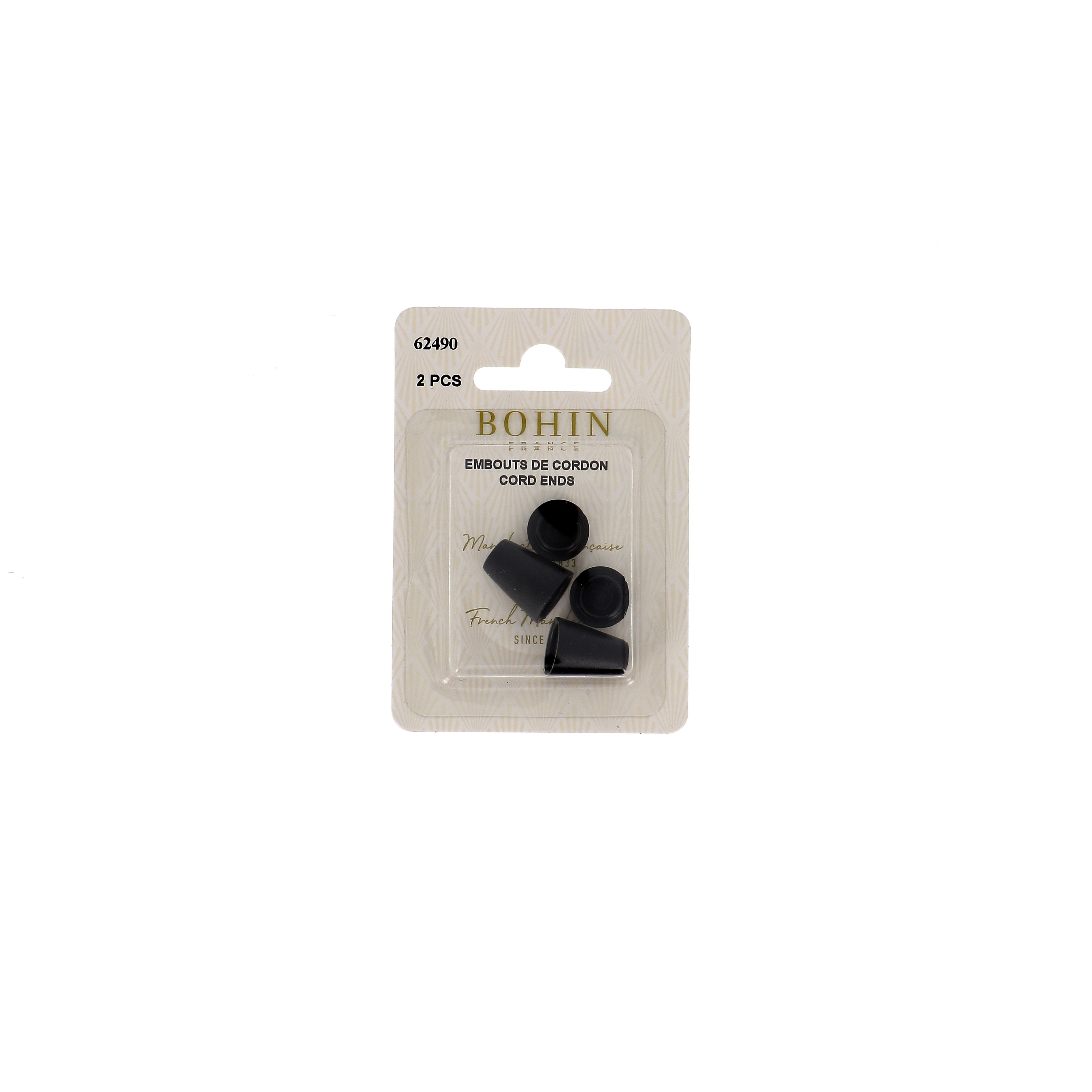 Bohin Embouts de cordons noir 13,5x22 mm accessoire x2