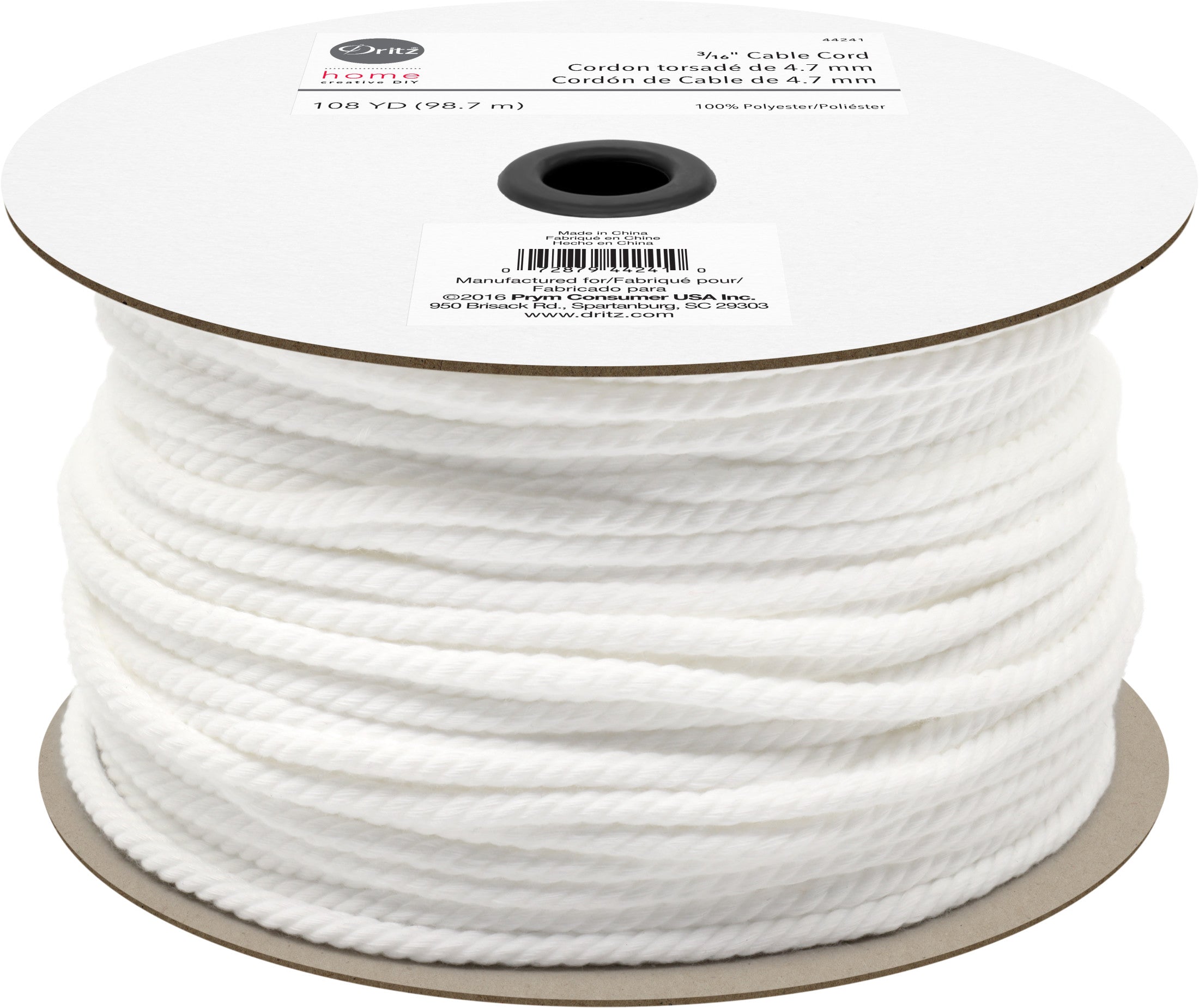 Dritz Elastics câble cordon blanc polyester 5 mm 10 yards