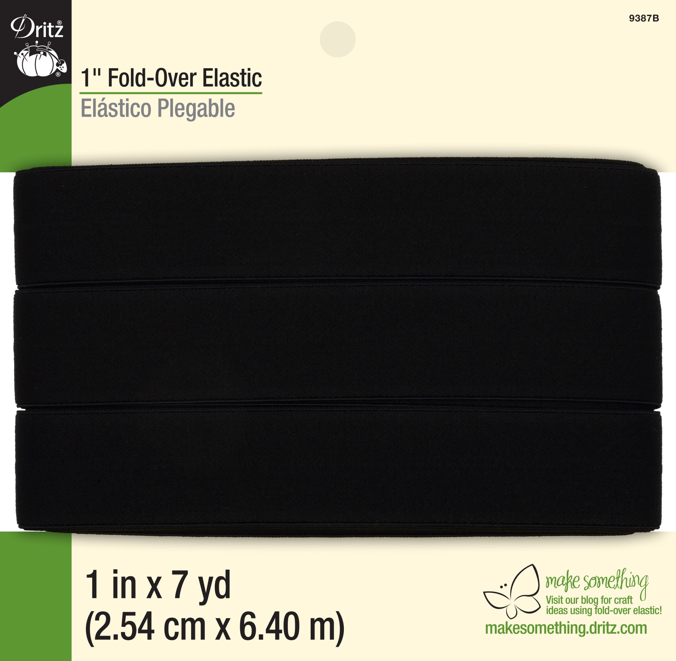 Dritz 9387B élastique pliable noir 1" 7 yards