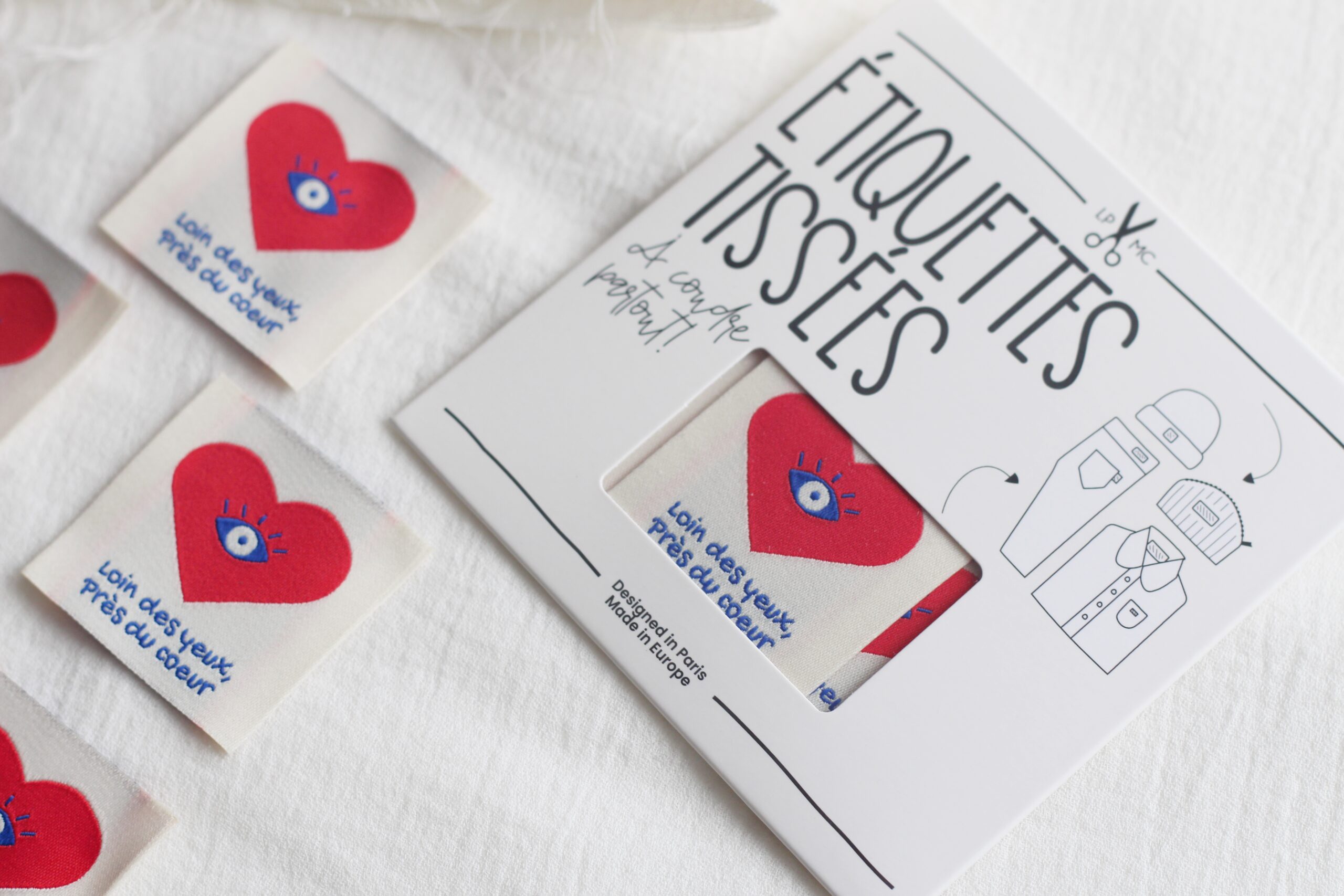 La Petite Maison Couture Loin des yeux étiquette tissu x5 écru