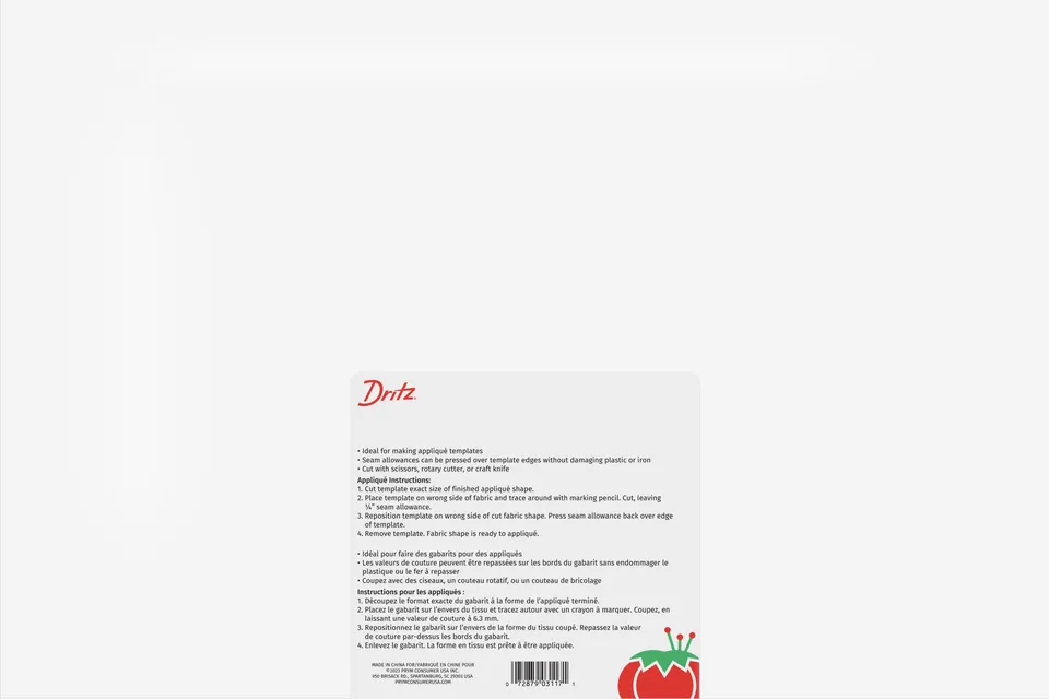 Dritz 3117 gabarit plastique Mylar 30x45 cm