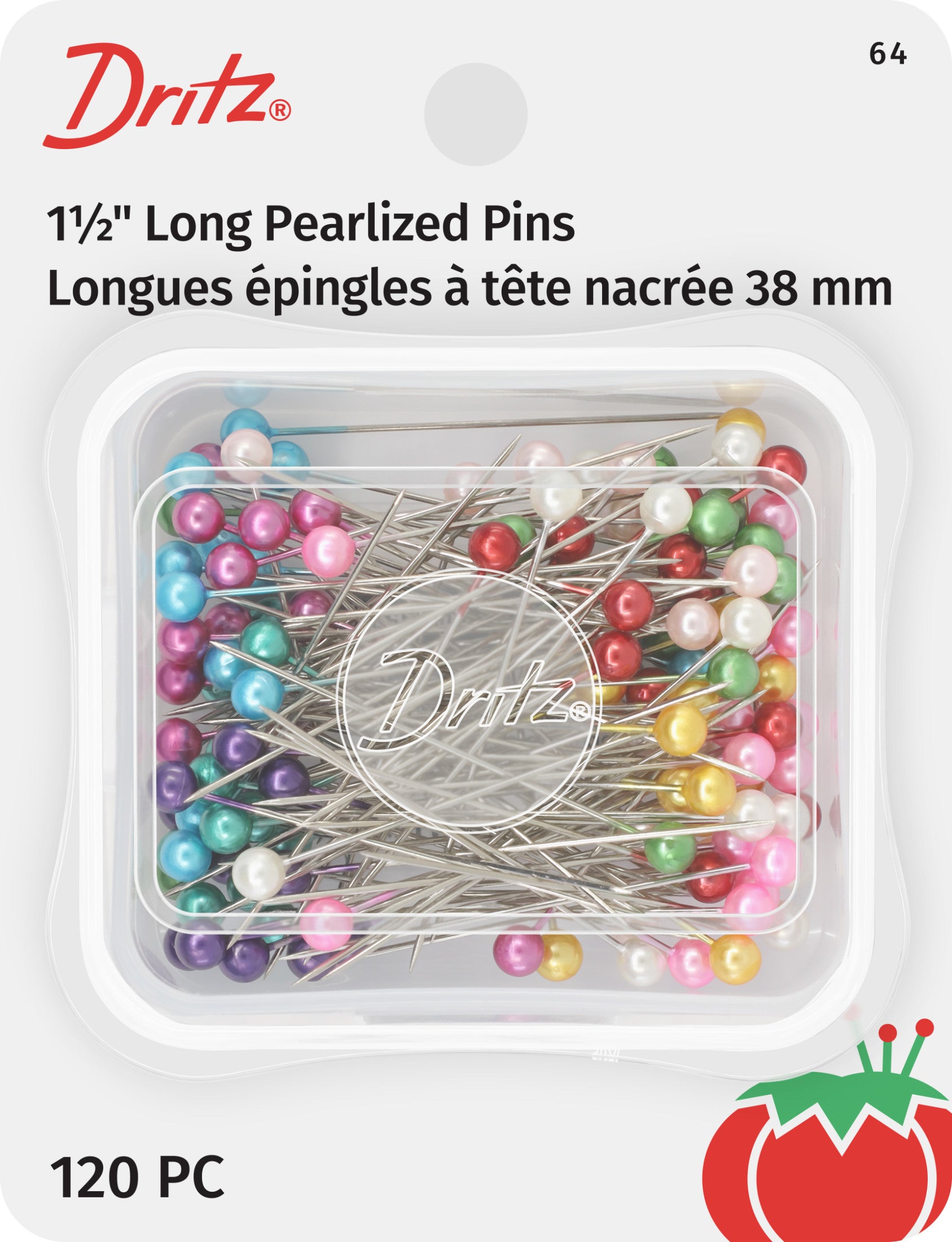 Dritz épingles couture tête nacrée 38 mm boîte 40 pièces