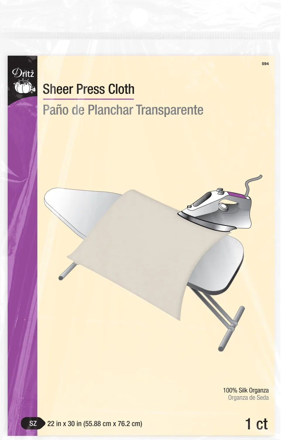Dritz Sheer pattemouille soie organza 56 x 76 cm repassage