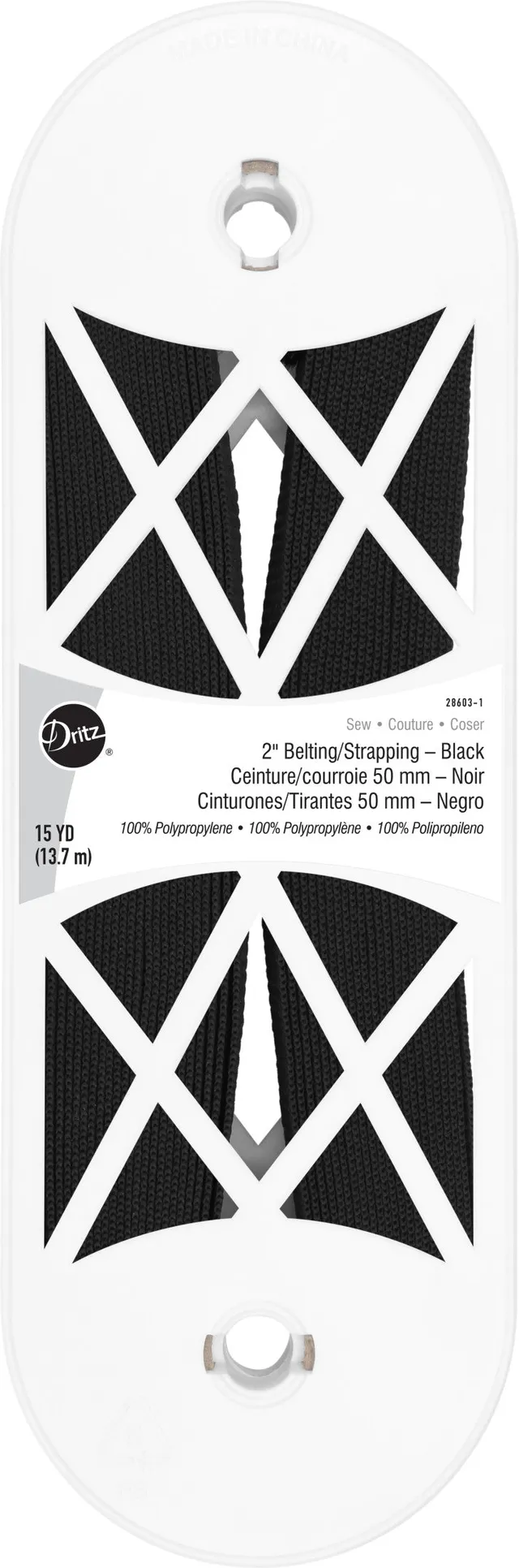 Dritz Belting 28603 sangle polypro noire 50 mm 13,7 m