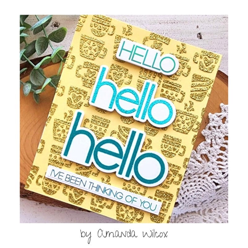 HeatnBond Deco Foil Oh Hello set tampons + dies scrapbooking