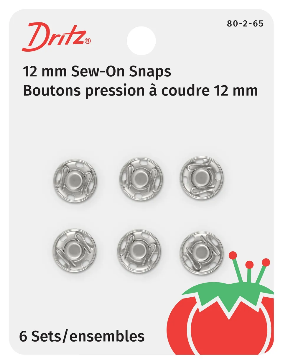 Dritz Fasteners Bouton Pression à Coudre Nickel x6