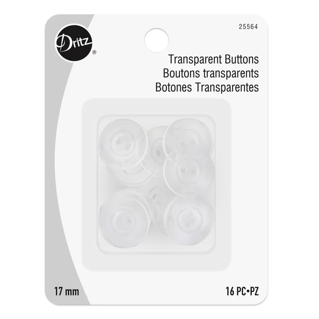 Dritz Boutons Transparents 17 mm 16 pcs Plastique