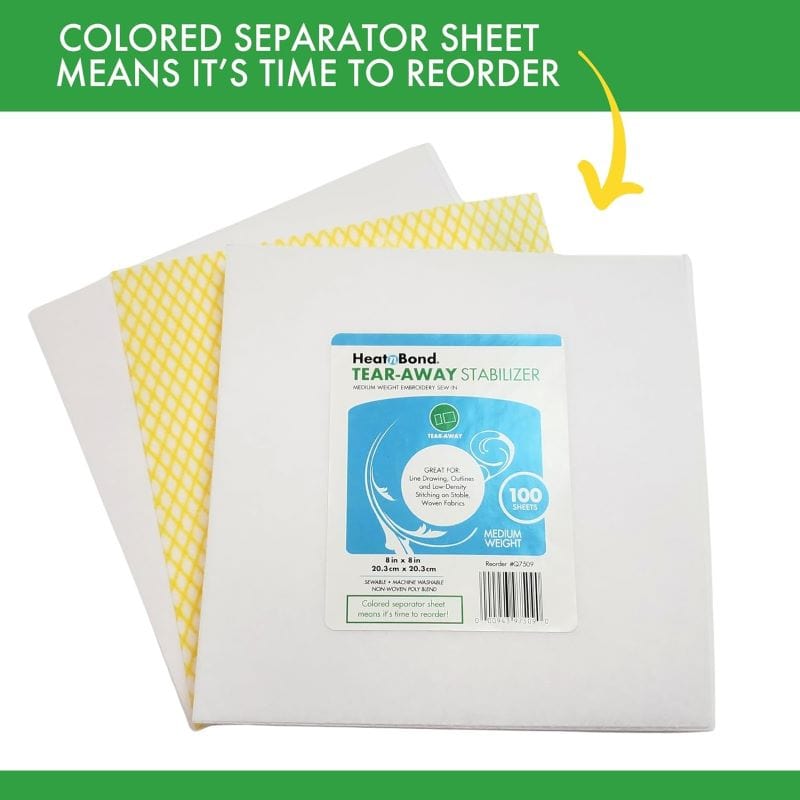 HeatnBond Stabilisateur broderie déchirable 20x20cm 100 feuilles