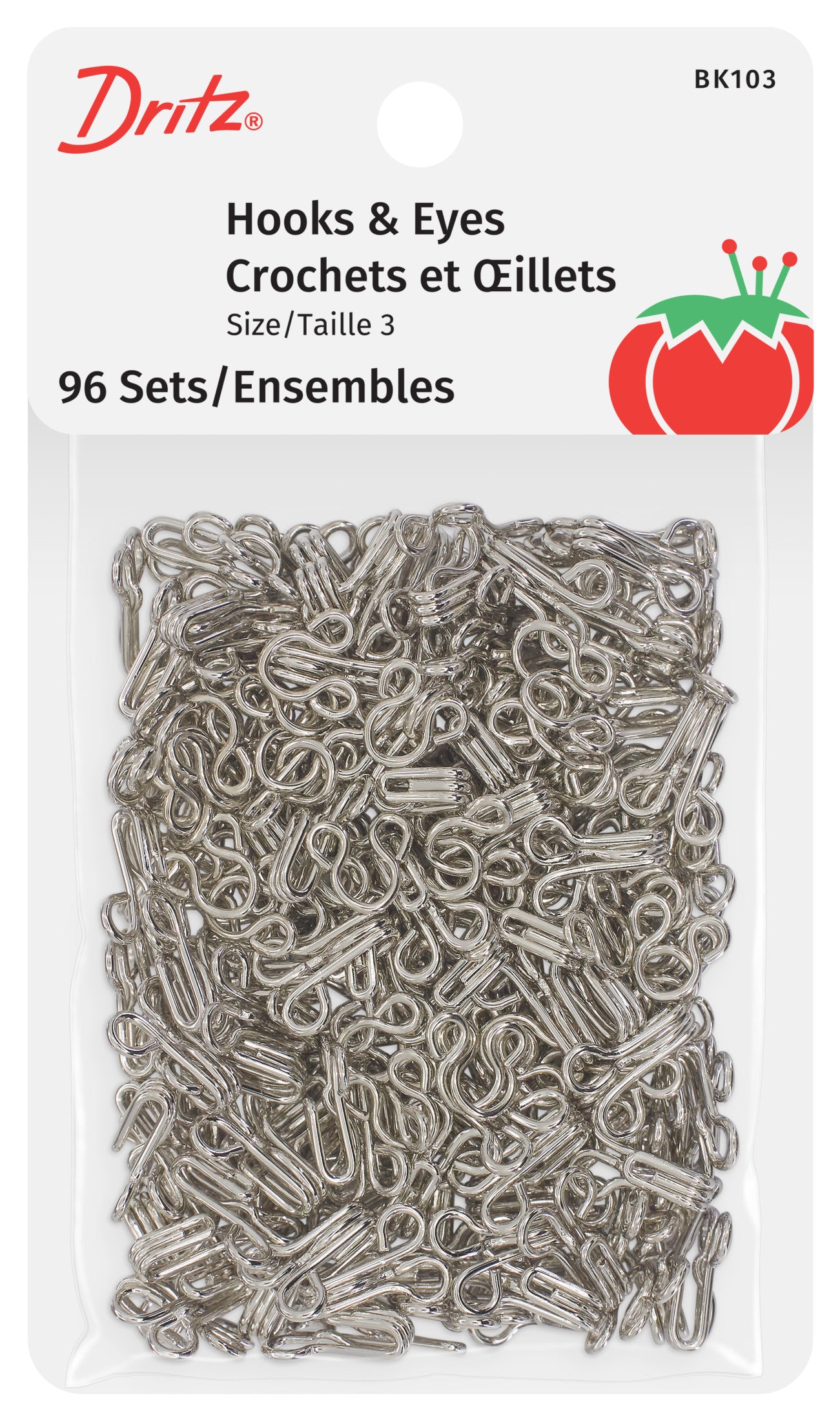 Dritz agrafes couture nickel 96 paires tailles 2 et 3