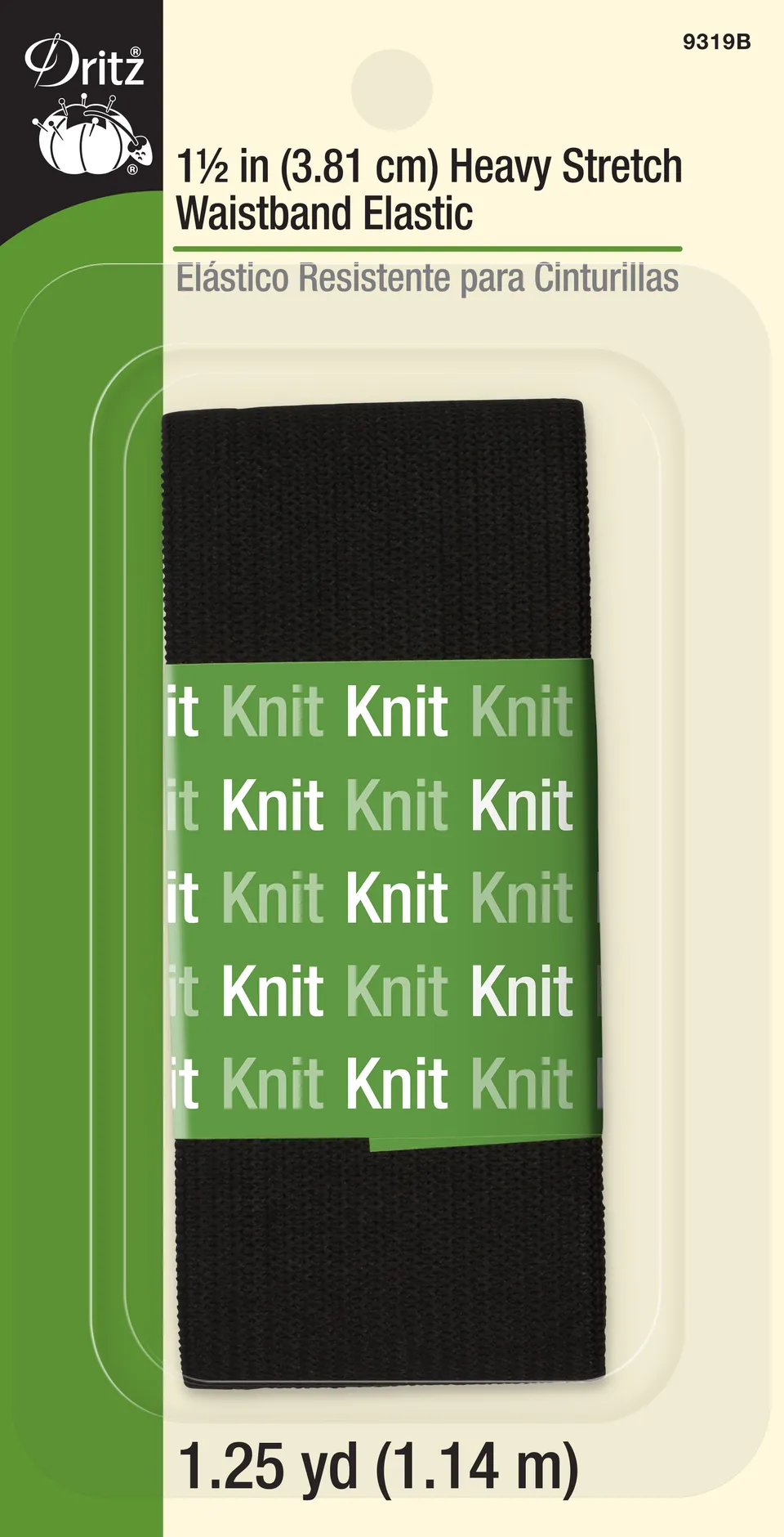 Dritz Élastique Ceinture stretch fort noir 38 mm 1,14 m