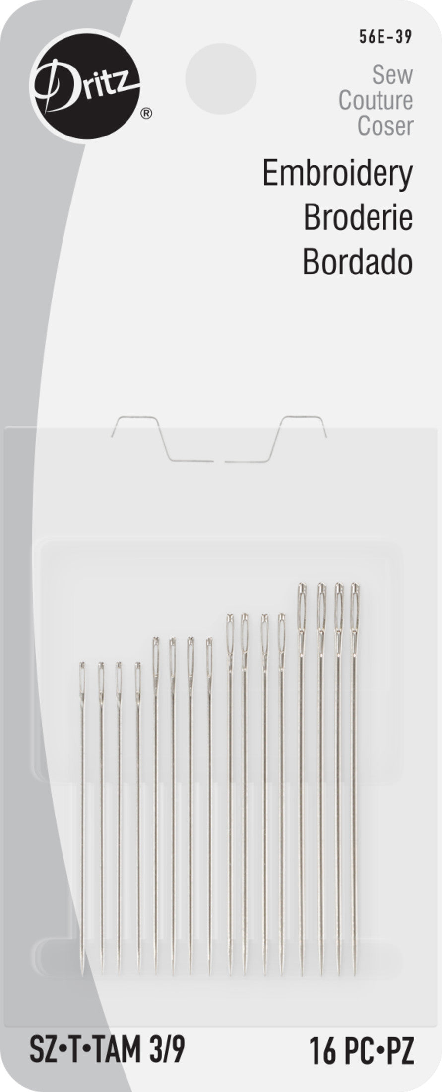 Dritz Aiguilles à broder main assorties 3/9 chas long