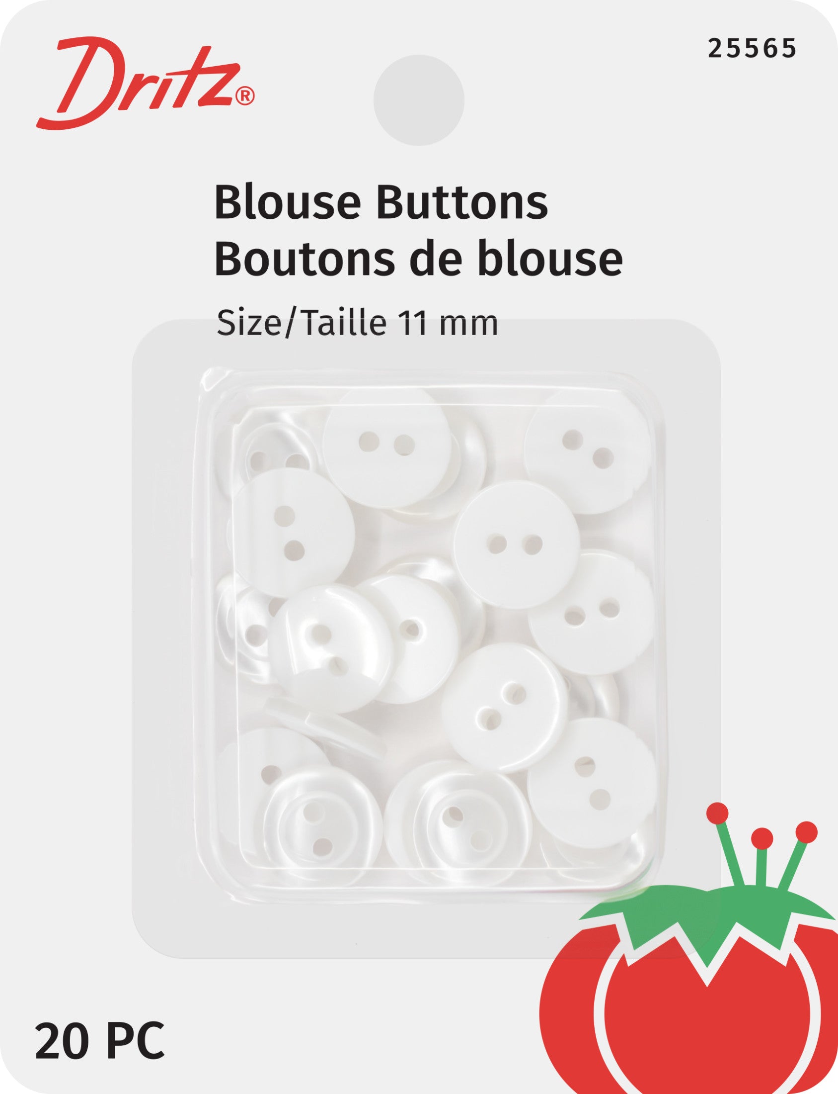 Dritz Fasteners 25565 boutons chemisier blanc nacré 11mm x20